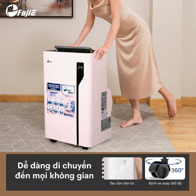 Điều hòa di động FujiE MPAC14 bánh xe di chuyển