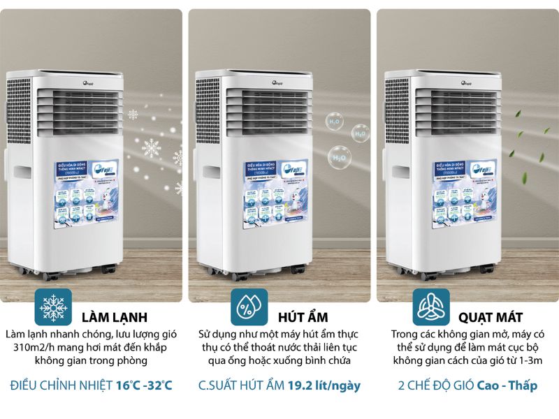 Điều hòa di động FujiE MPAC7 - 7000BTU, kết nối wifi