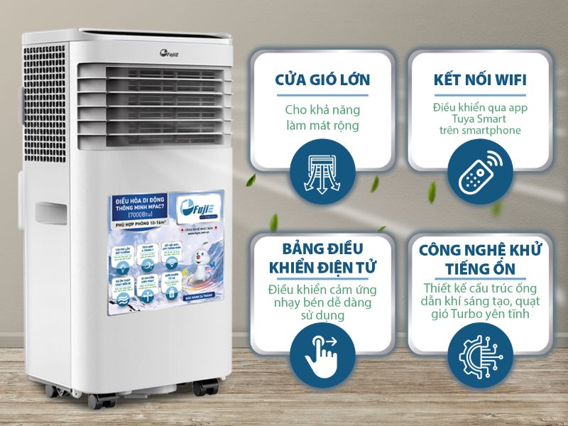 Điều hòa di động FujiE MPAC7 - 7000BTU, kết nối wifi