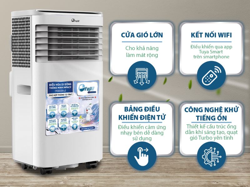 Điều hòa di động FujiE MPAC9 - 9000BTU, kết nối wifi