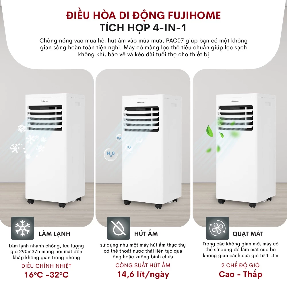 Điều hòa di động Fujihome PAC07 đa chức năng