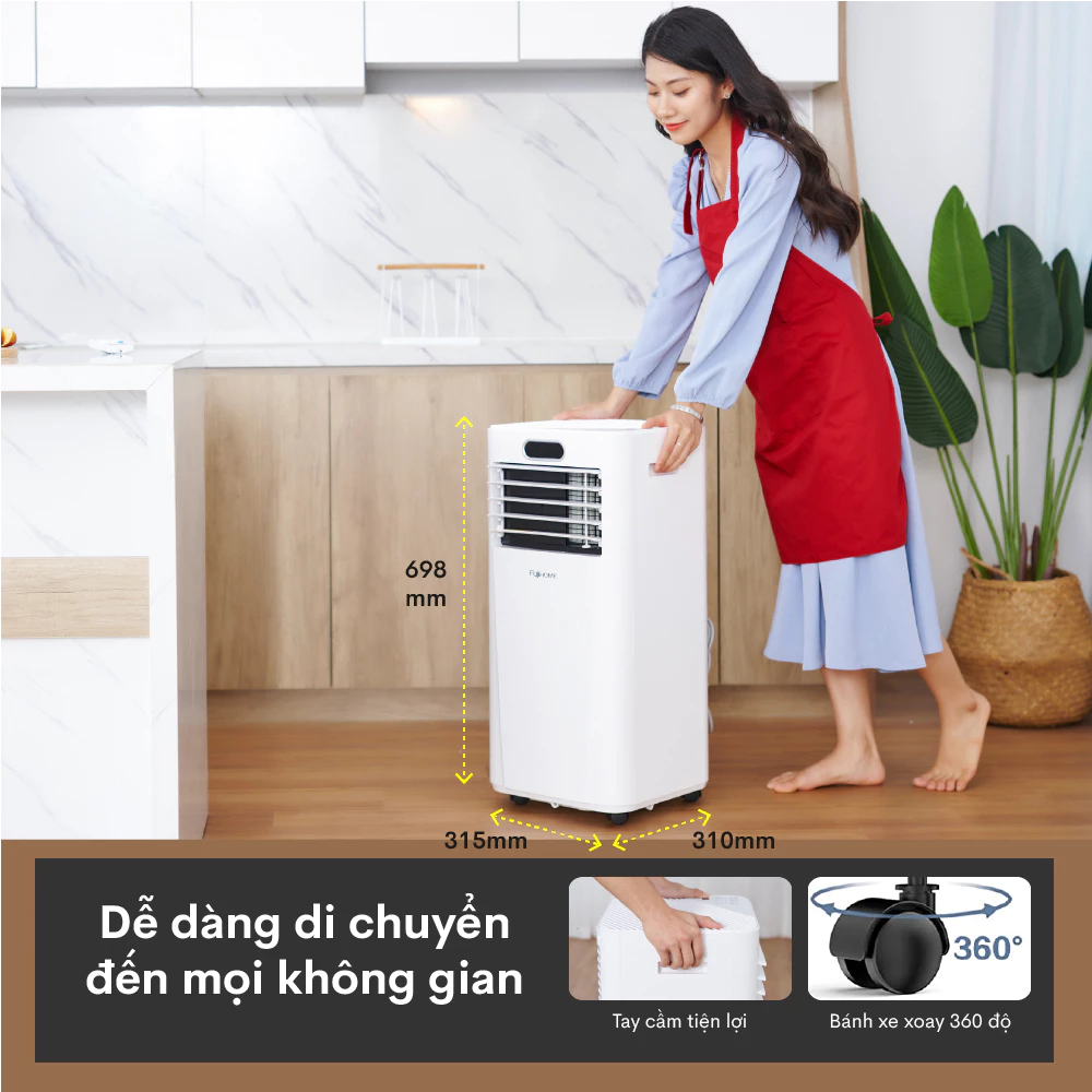 Điều hòa di động Fujihome PAC09 - 9000BTU dễ di chuyển