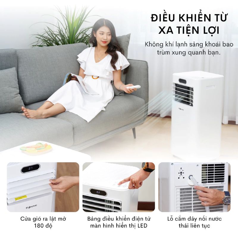 Điều hòa di động Fujihome PAC09 - 9000BTU, kết nối wifi