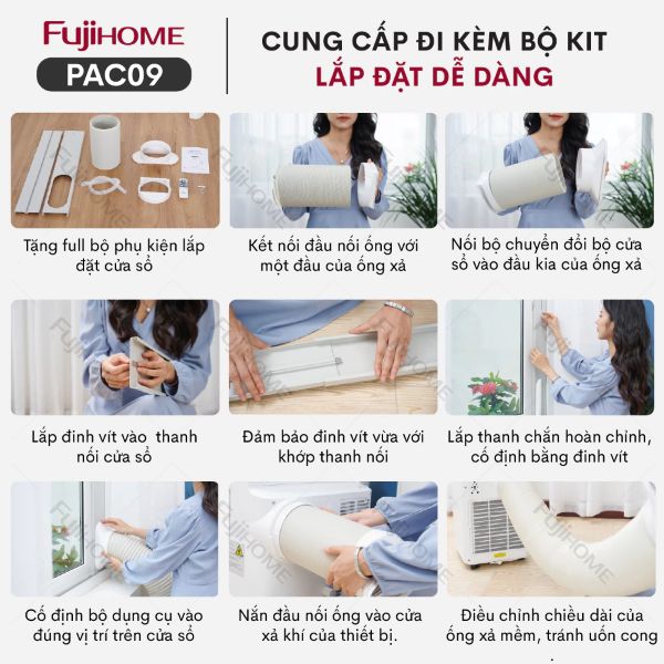 Điều hòa di động Fujihome PAC09 - 9000BTU bộ kít lắp đặt