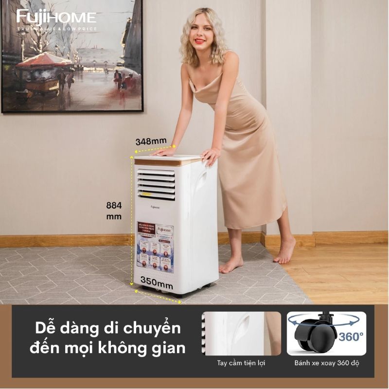 Điều hòa di động Fujihome PAC10 - 10000BTU, kết nối wifi