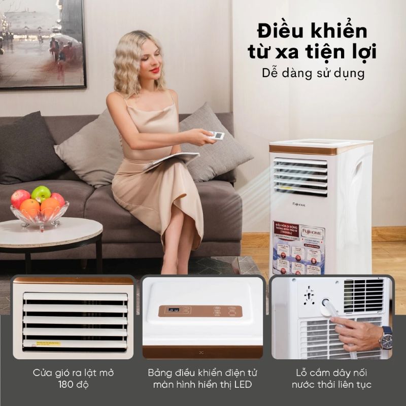 Điều hòa di động Fujihome PAC10 - 10000BTU, kết nối wifi