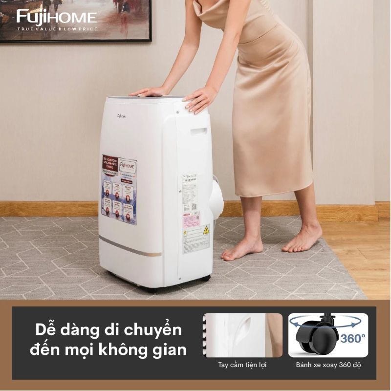 Điều hòa di động Fujihome PAC12 - 12000BTU, kết nối wifi