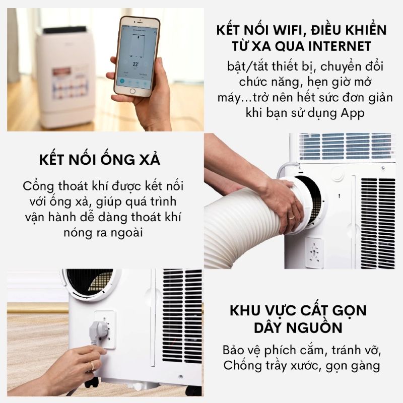Điều hòa di động Fujihome PAC12 - 12000BTU, kết nối wifi