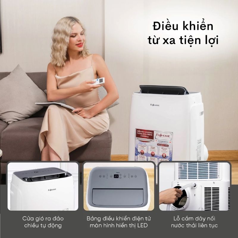 Điều hòa di động Fujihome PAC12 - 12000BTU, kết nối wifi