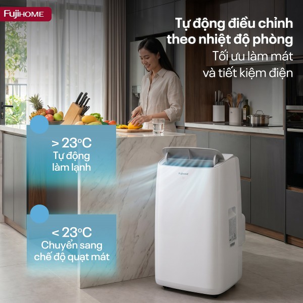 Điều hòa di động Fujihome PAC12N - 12000BTU, chức năng tự động