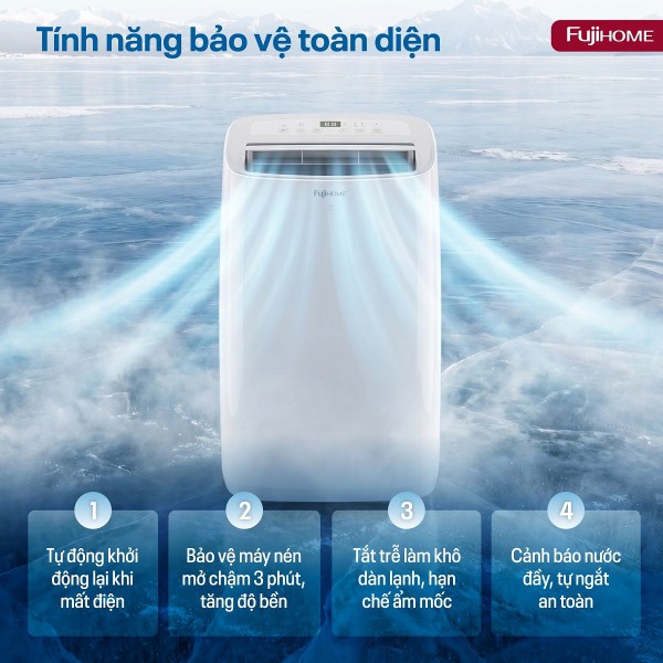 Điều hòa di động Fujihome PAC12N - 12000BTU tính năng bảo vệ toàn diện