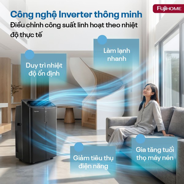 Điều hòa di động Fujihome PAC12PRO - 12000BTU, kết nối wifi