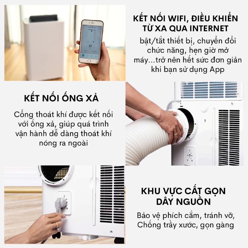 Điều hòa di động Fujihome PAC14 - 14000BTU, kết nối wifi