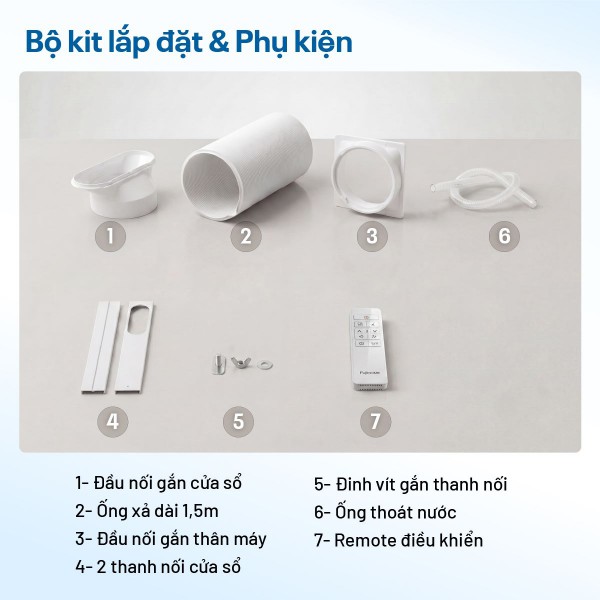 Điều hòa di động Fujihome PAC14N bộ phụ kiện