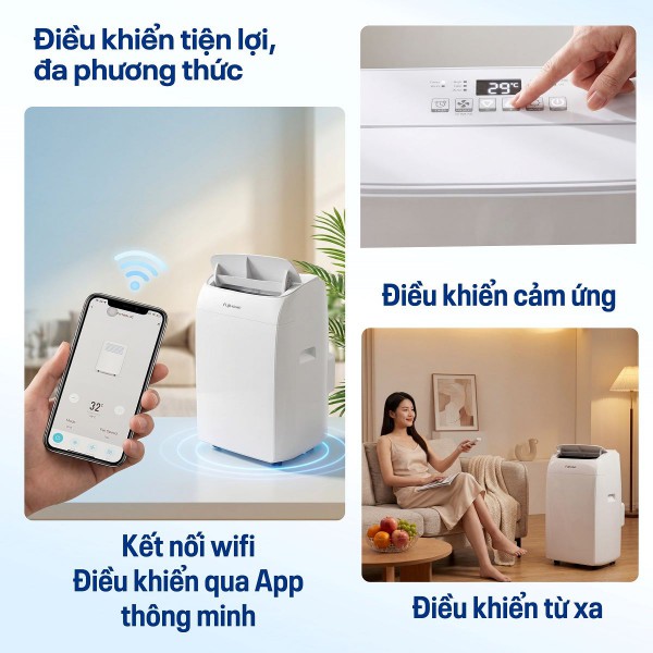 Điều hòa di động Fujihome PAC14N kết nối wifi, đèn UV-C