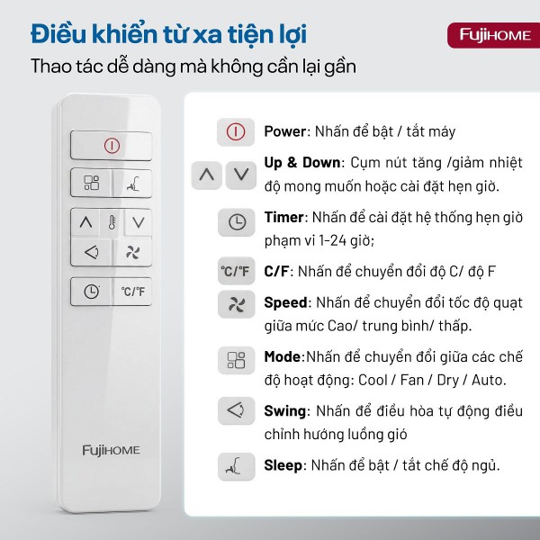 Điều hòa di động Fujihome PAC14N điều khiển từ xa