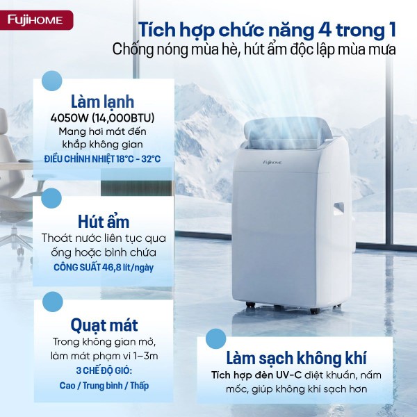Điều hòa di động Fujihome PAC14N 3 trong 1
