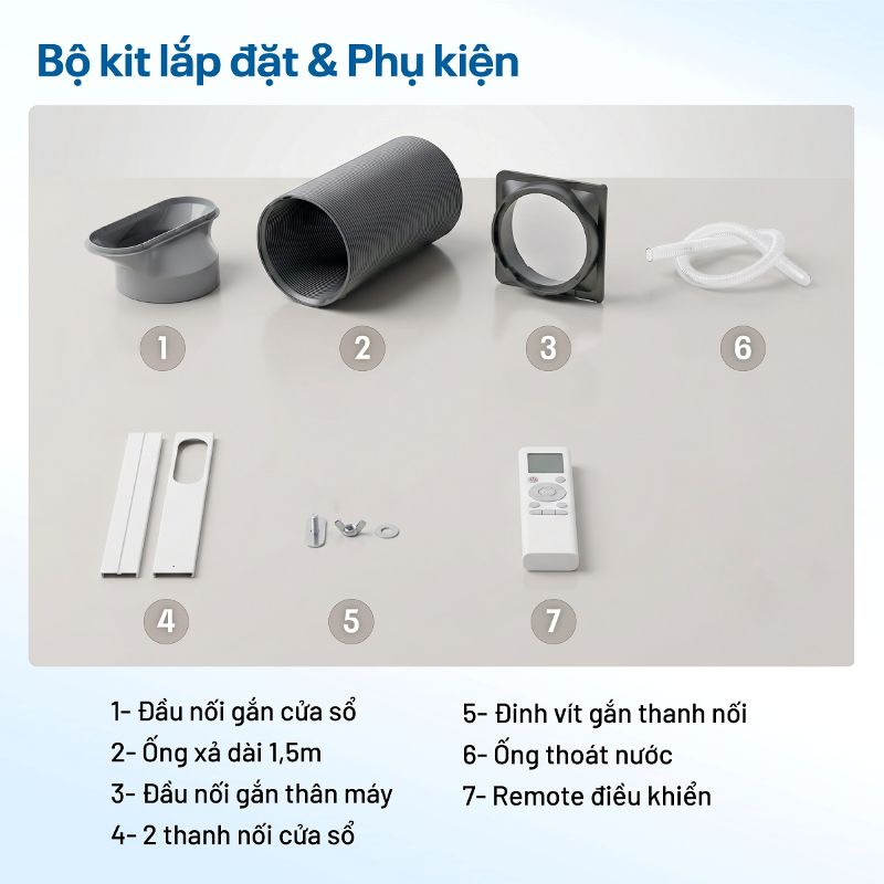Điều hòa di động Fujihome PAC14PRO bộ phụ kiện