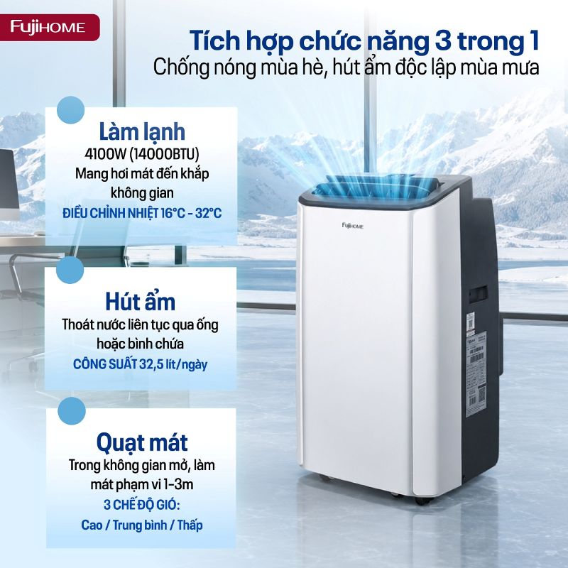 Điều hòa di động Fujihome PAC14PRO 3 trong 1