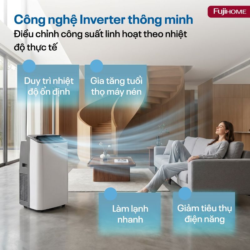 Điều hòa di động Fujihome PAC14PRO inverter, kết nối wifi