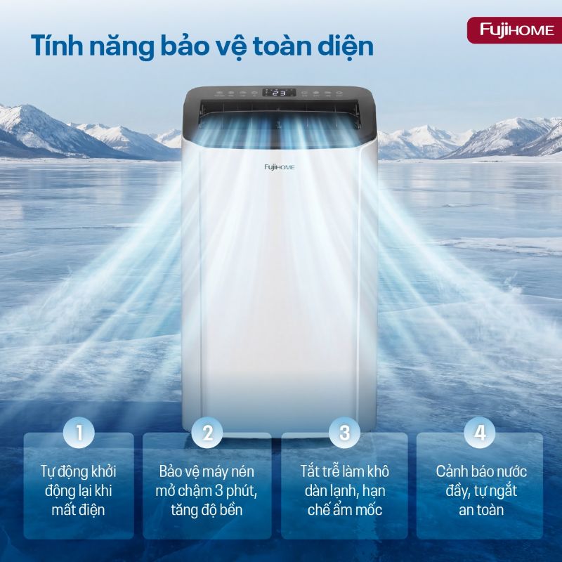 Điều hòa di động Fujihome PAC14PRO tính năng an toàn
