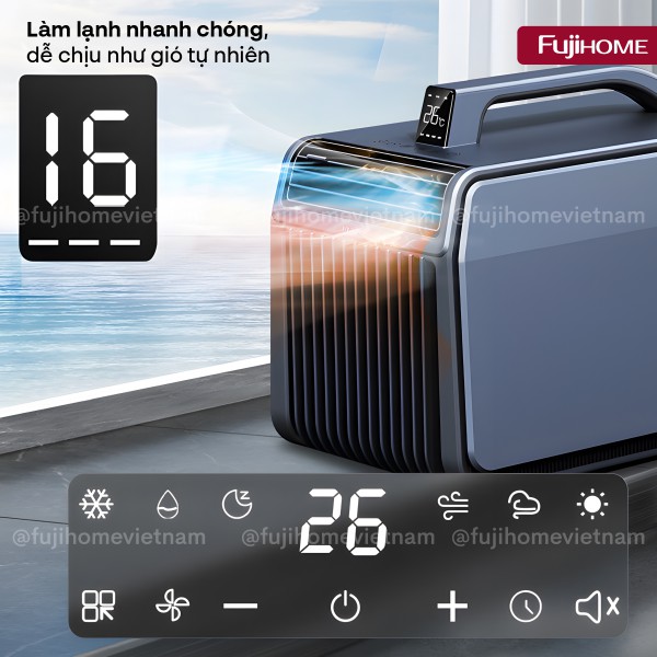 Điều hòa mini di động Fujihome PAC06-PRO cài đặt nhiệt độ