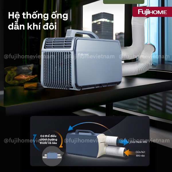 Điều hòa mini di động Fujihome PAC06-PRO hệ thống ống dẫn khí nóng