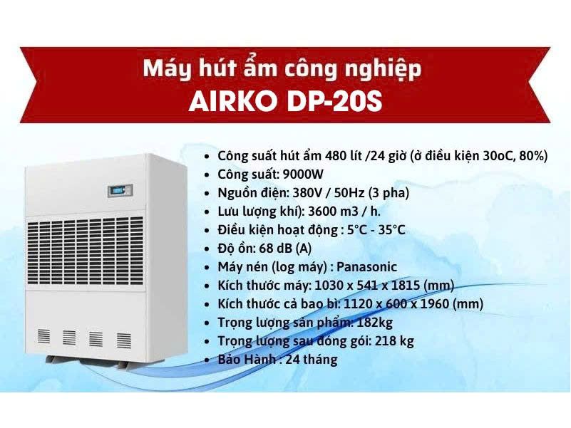 Máy hút ẩm công nghiệp Airko DP-20S (480 lít/ngày)