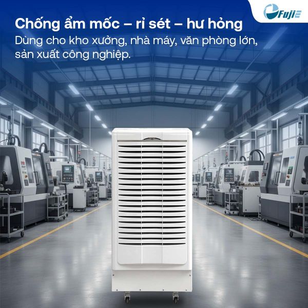 Máy hút ẩm công nghiệp FujiE HM-1500D chống ẩm mốc, rỉ set