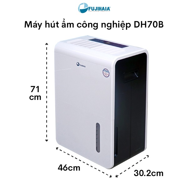 Máy hút ẩm công nghiệp Fujihaia DH70B kích thước