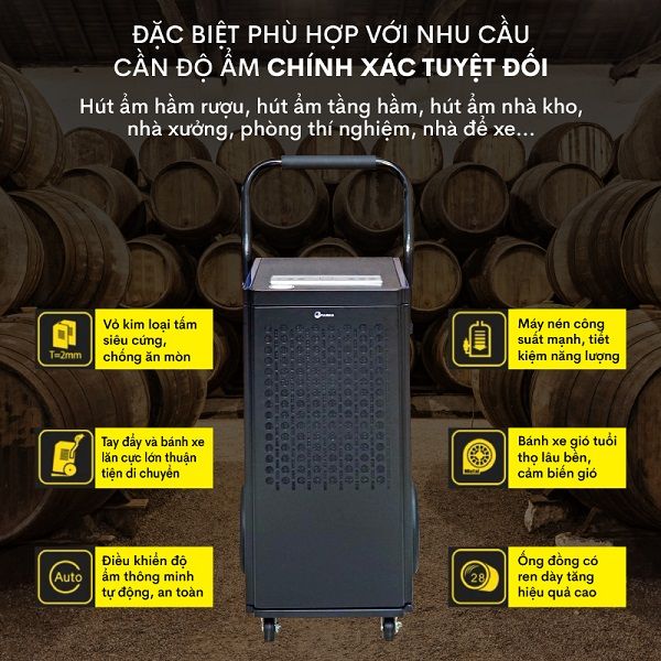 Máy hút ẩm công nghiệp Fujihaia DH70BL đáp ứng mọi nhu cầu