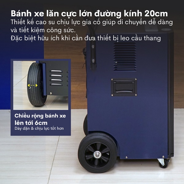Máy hút ẩm công nghiệp Fujihaia DH70BL bánh xe lớn dễ di chuyển