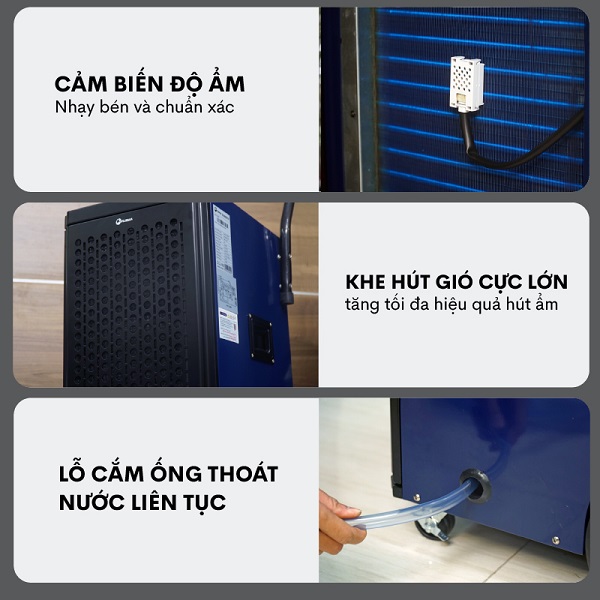 Máy hút ẩm công nghiệp Fujihaia DH70BL cảm biến độ ẩm