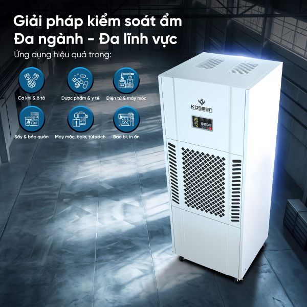 Máy hút ẩm công nghiệp Kosmen KM-180S ứng dụng đa lĩnh vực