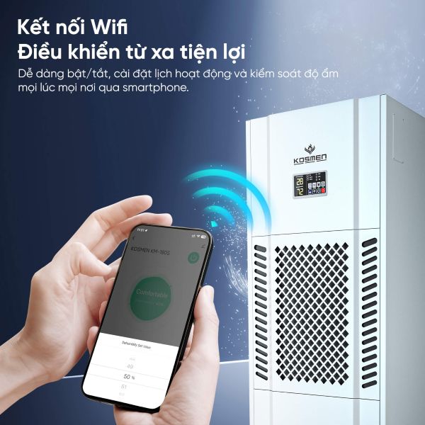 Máy hút ẩm công nghiệp Kosmen KM-180S kết nối wifi