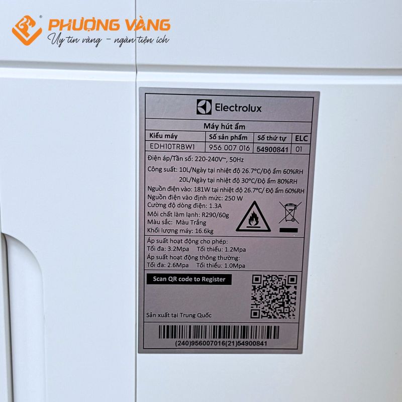 Máy hút ẩm Electrolux EDH10TRBW1 (20 lít/ngày)