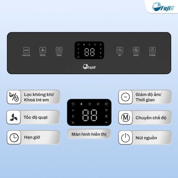 Máy hút ẩm FujiE HM-916ED (16 lít/ngày), có wifi
