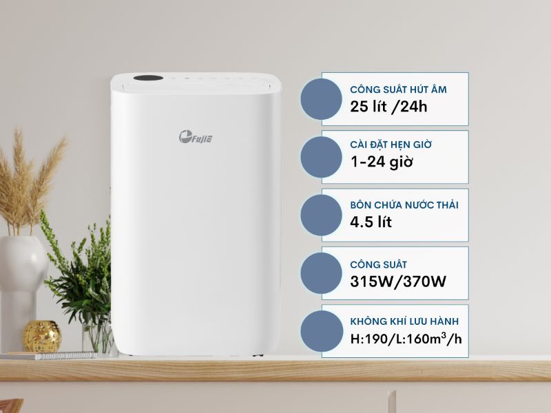 Máy hút ẩm FujiE HM-925EC Pro (25 lít/ngày), có wifi