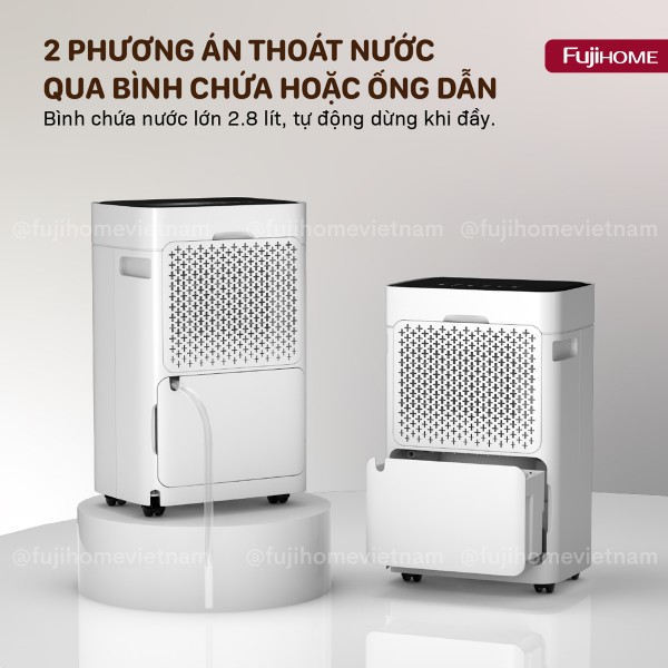 Máy hút ẩm Fujihome DH18W-HEPA 2 cách thoát nước