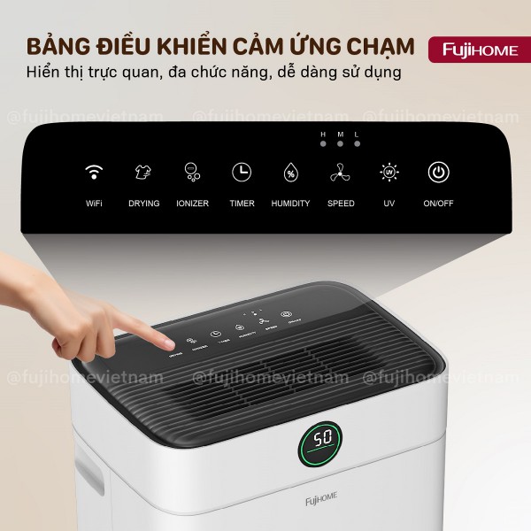 Máy hút ẩm Fujihome DH18W-HEPA bảng điều khiển