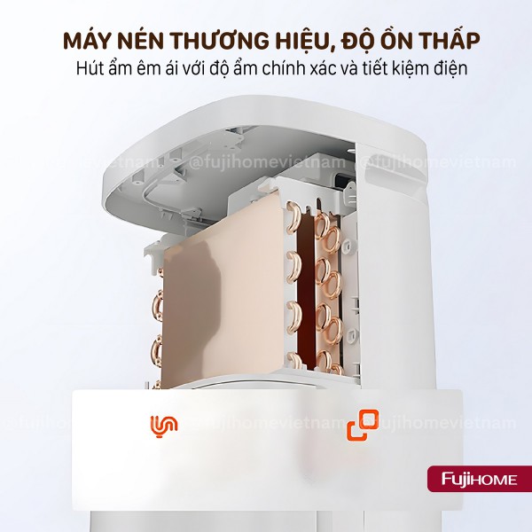 Máy hút ẩm Fujihome DH18W-HEPA máy nén thương hiệu
