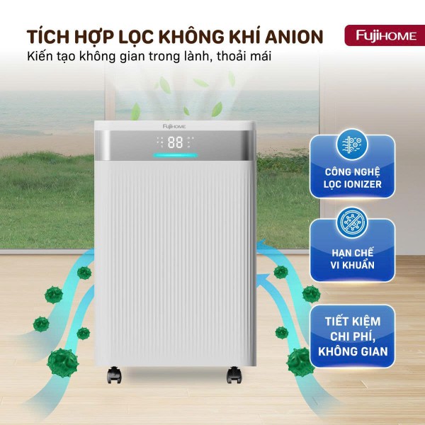 Máy hút ẩm Fujihome DH20NW lọc không khí anion