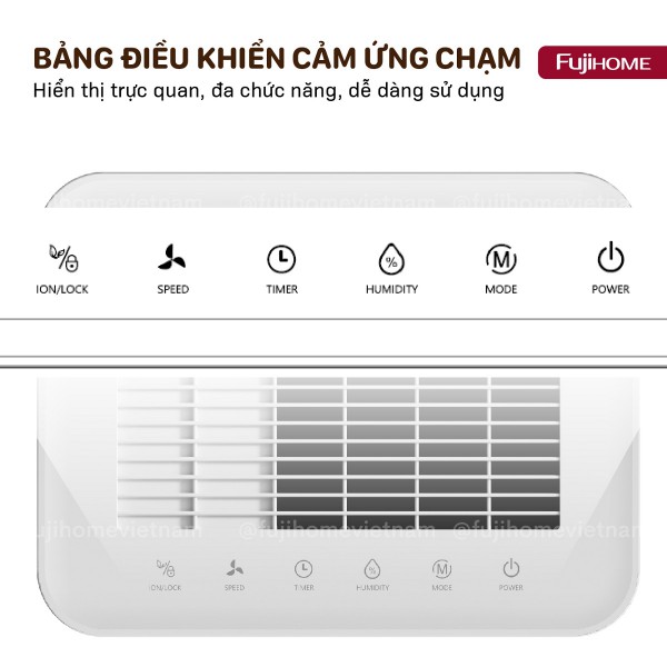 Máy hút ẩm Fujihome DH20NW bảng điều khiển