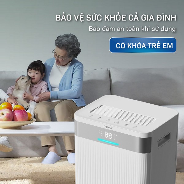 Máy hút ẩm Fujihome DH20NW có khoá trẻ em