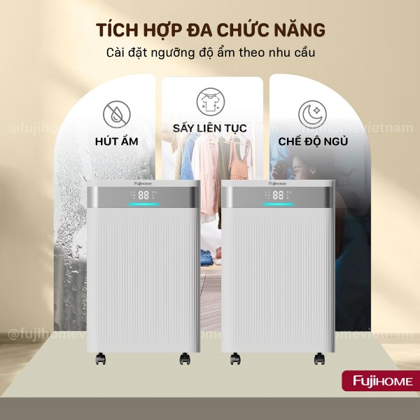 Máy hút ẩm Fujihome DH20NW-HEPA đa chức năng