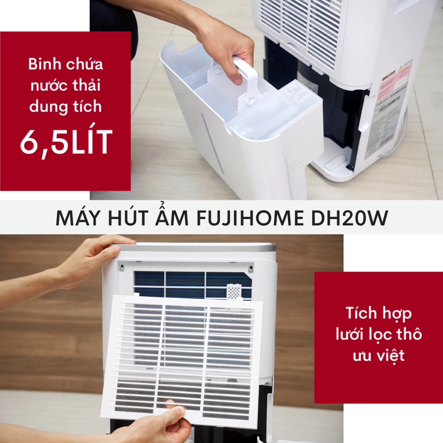 Máy hút ẩm Fujihome DH20W bình chứa nước 6.5 lít