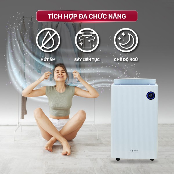 Máy hút ẩm Fujihome DH25W-HEPA-NEW đa chức năng