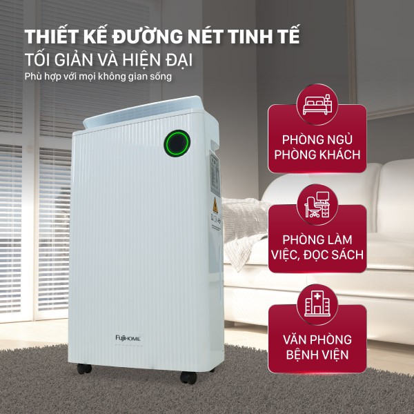 Máy hút ẩm Fujihome DH25W-HEPA-NEW thiết kế tinh tế