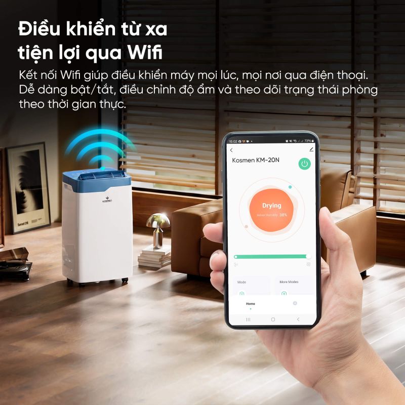Máy hút ẩm Kosmen KM-20N (20 lít/ngày), có wifi