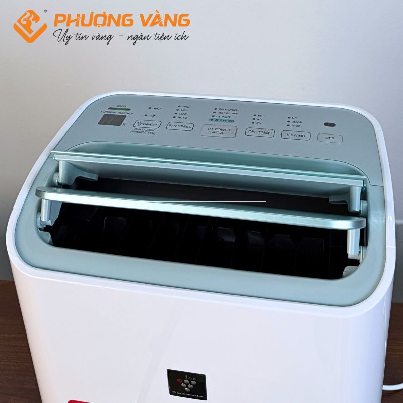 Máy hút ẩm lọc không khí Sharp DW-E16FA-W bảng điều khiển